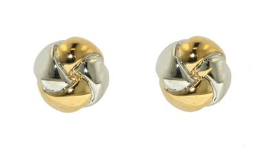 Gold & rhodium polished knot earrings